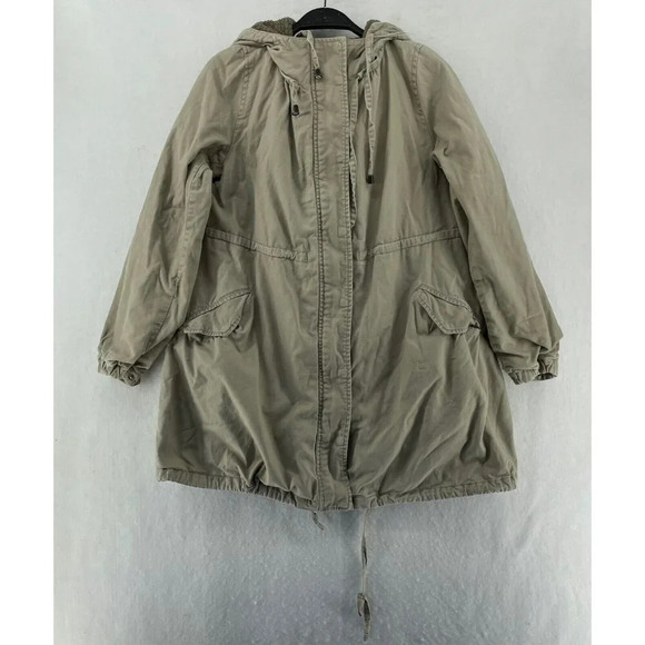 Garnet Hill Coat Women's Sz Brown Hooded Full Zipped Sherpa Fleece Lined Parka - Picture 1 of 13